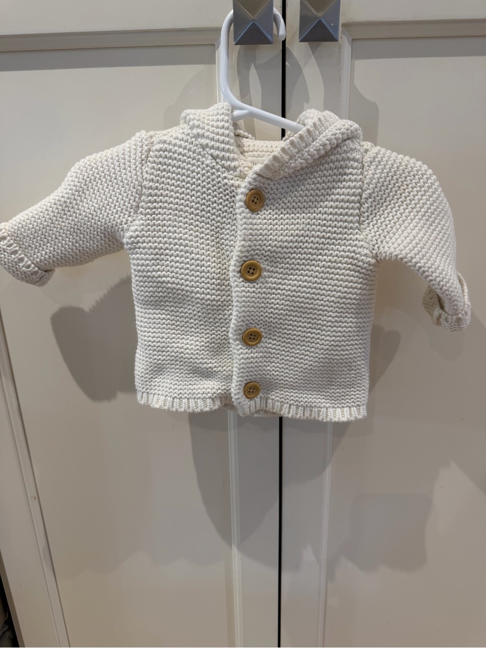 Carters little planet organic 3m Cream Knit Hooded Baby Cardigan with Buttons